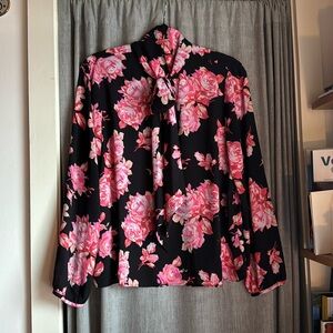 J. Crew - Tie neck long sleeve top in midnight rose